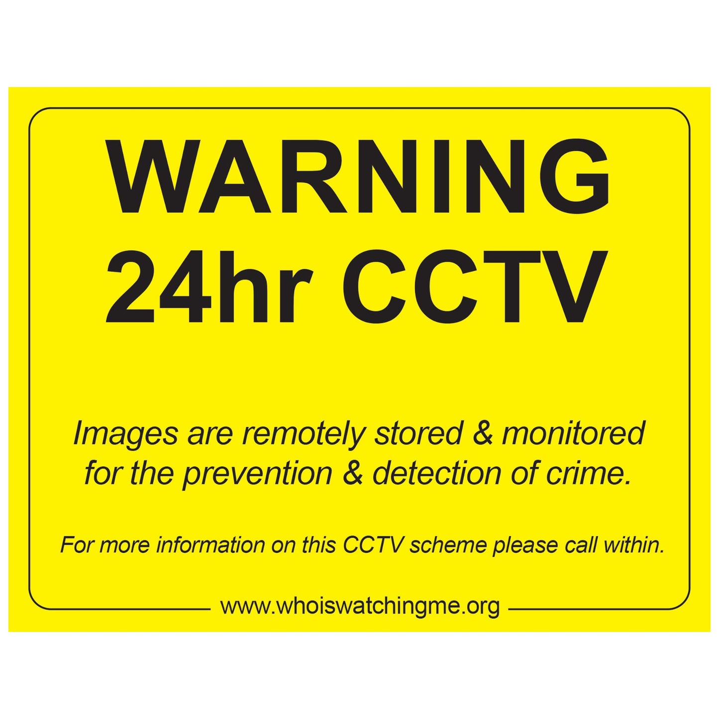 CCTV Window Sticker - Yellow - 110x140mm - x1