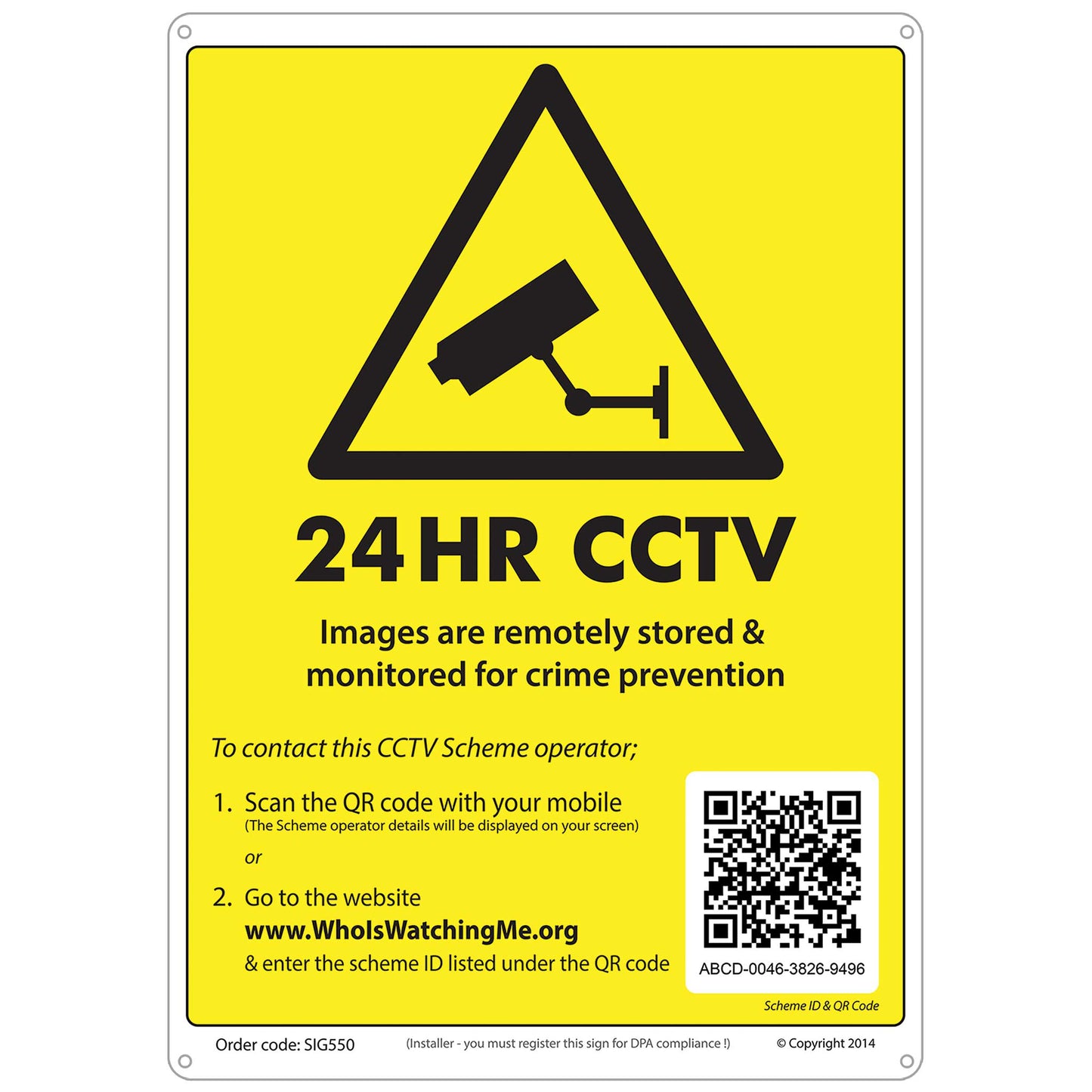 CCTV Warning Sign - Unique ID - A4 297x210mm