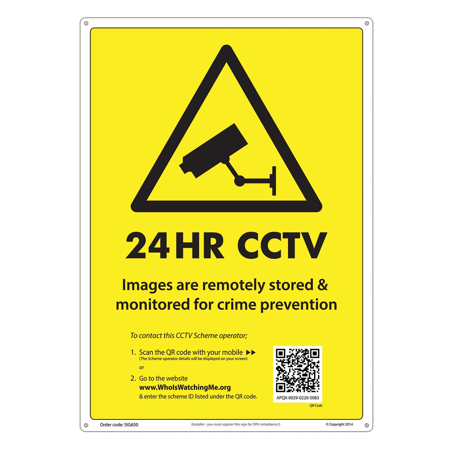 CCTV Warning Sign - Unique ID - A3 420x297mm