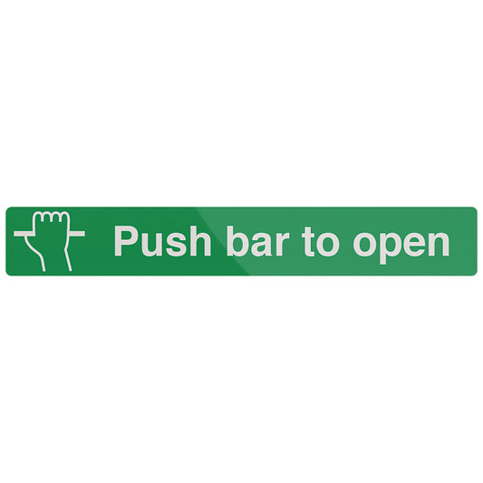 Fire Door Sticker - Push Bar To Open - 100x600mm